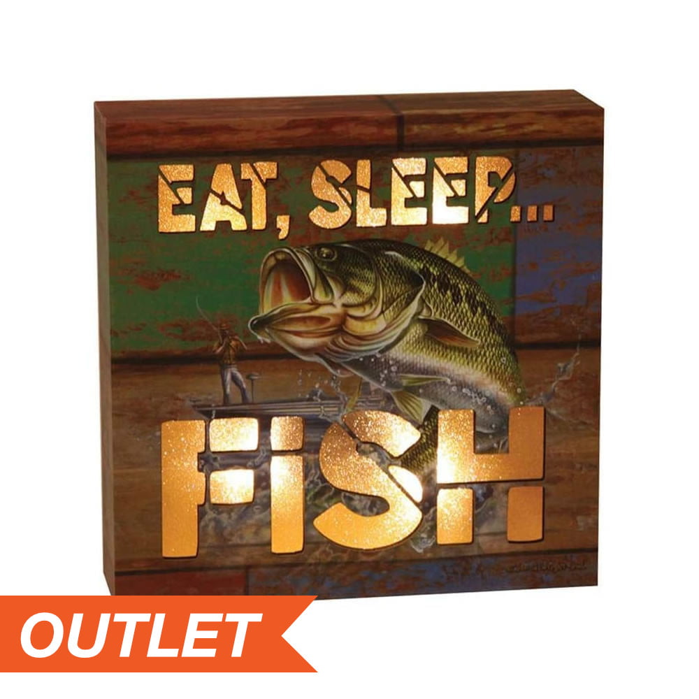 River's Edge 6"x6" Led Box Eat Sleep Fish